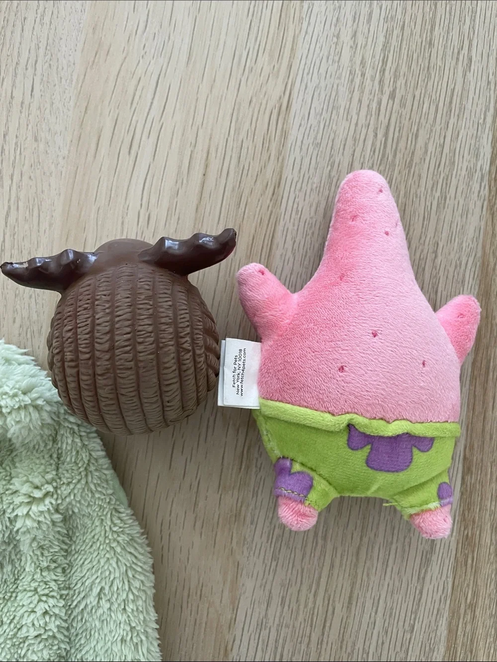 Sage Green Plush Dog Harness Vest (L) + SpongeBob Patrick Plush & Reindeer Toy